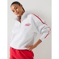 Peach Fit Womens Cotton Poly Quarter Zip Sweatshirt - Grey