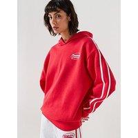 Peach Fit Womens Cotton Poly Long Sleeve Overhead Hoodie - Red
