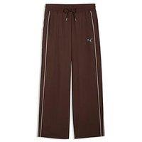 Puma Womens T7 Piping Relaxed Woven Track Pants - Brown