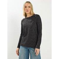 Long Tall Sally Marl Button Detail Top - Grey