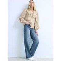 Long Tall Sally Gingham Collar Blouse - Cream