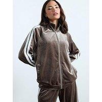 Pixiegirl Petite Velour Stripe Jacket - Brown