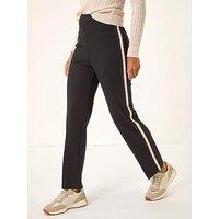 Roman Stripe Straight Leg Side Stripe Trousers - Black