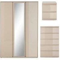 Very Home Layton Gloss Bedroom Furniture Package 3 Door Wardrobe, 5 Drawer Chest And 2 Drawer Bedside Chest