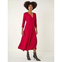 Roman Textured Wrap Midi Dress - Wine