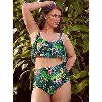 Yours Curve Multi Tropic Frill Bikini Top