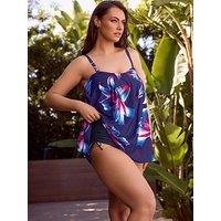 Yours Curve Hibiscus Pleat A-Line Tankini