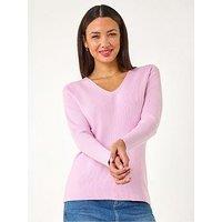 Roman Soft Knit V-Neck Jumper - Pink