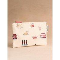 Cath Kidston Zipped Purse Queenies London Print - Cream