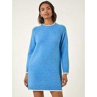 Roman Contrast Trim Knitted Jumper Dress - Blue