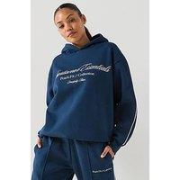 Peach Fit Womens Cotton Poly Long Sleeve Overhead Hoodie - Navy