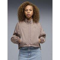 Puma Womens Her Relaxed Full-Zip Woven Jacket - Beige