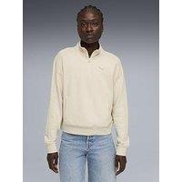 Puma Womens Class Relaxed Half-Zip Crew - White