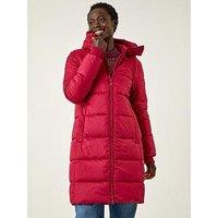 Roman Longline Padded Hooded Coat - Red