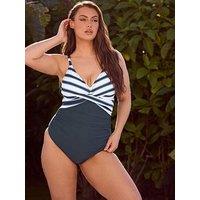 Yours Curve Nautical Stripe Swimsuit