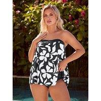 Yours Curve Abstract Floral A-Line Tankini