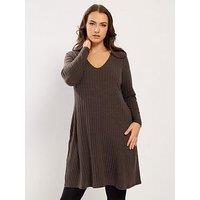 Yours Curve Short Flare Wide Rib Dress