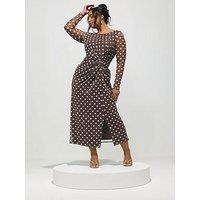 Yours Curve Polkadot Side Knot Dress