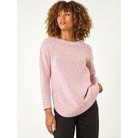 Roman Nep Fabric Curved Hem Jumper - Light Pink