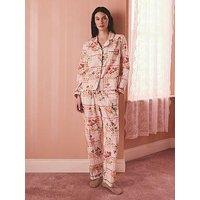 Cath Kidston Button Through Pyjama Set Archive Floral Check Print - Pink