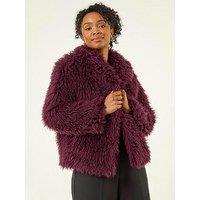 Roman Petite Faux Fur Collar Coat - Wine