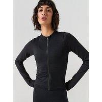 Peach Fit Womens Zip Through Top - Black