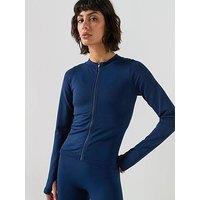 Peach Fit Womens Zip Through Top - Navy