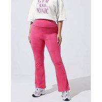 Yours Curve Fold Over Kick Flare Trousers - Pink
