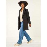 Roman Tailored Longline Coat - Black