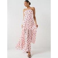 Forever New Strapless Polka Dot Midi Dress - Pink