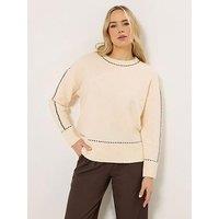 Long Tall Sally Stitch Detail Jumper - Cream