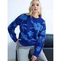 Long Tall Sally Floral Jacquard Jumper - Blue