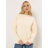 Long Tall Sally Floral Embroidered Jumper - Cream