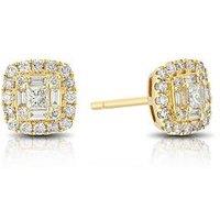 Ernest Jones 9Ct 050Ct Diamond Cushion Cluster Stud Earrings - Gold