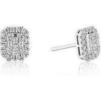 Ernest Jones 0.50Ct Diamond Emerald Shaped Earrings - Platinum