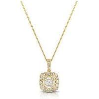 Ernest Jones 9Ct 050Ct Diamond Cushion Cluster Pendant Necklace - Gold