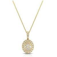Ernest Jones 9Ct 050Ct Diamond Oval Cluster Pendant Necklace - Gold