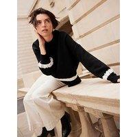 Mint Velvet Cuff Detail Crew Jumper - Black