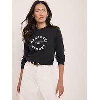 Mint Velvet Graphic Apres Jumper - Charcoal