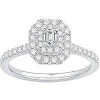 Ernest Jones Engagement Ring Emerald Shaped Halo 0.50Ct Diamond Ring - Platinum
