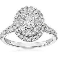 Ernest Jones Engagement Ring Oval Shaped Double Halo 1Ct Diamond Ring - Platinum