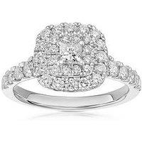 Ernest Jones Engagement Ring Cushion Shaped Double Halo 1Ct Diamond Ring - Platinum