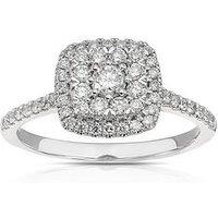 Ernest Jones Engagement Ring Cushion Shaped Cluster 0.50Ct Diamond Ring - Platinum