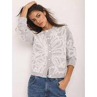 Mint Velvet Embroidery Cardigan - Grey