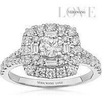 Ernest Jones Engagement Ring Vera Wang Double Halo Cushion Shape 1Ct Diamond Ring - Platinum