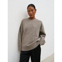 Pretty Lavish Bronte Pocket Knit Jumper - Greige