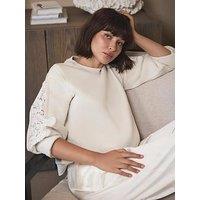 Mint Velvet Lace Sleeve Sweatshirt - Cream
