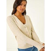 Roman Sequin V-Neck Buttoned Cardigan - Cream