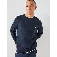Lyle & Scott Tipped Pique Knitted Crew Neck Jumper - Navy