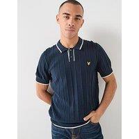 Lyle & Scott Tipped Pique Knitted Polo Shirt - Navy